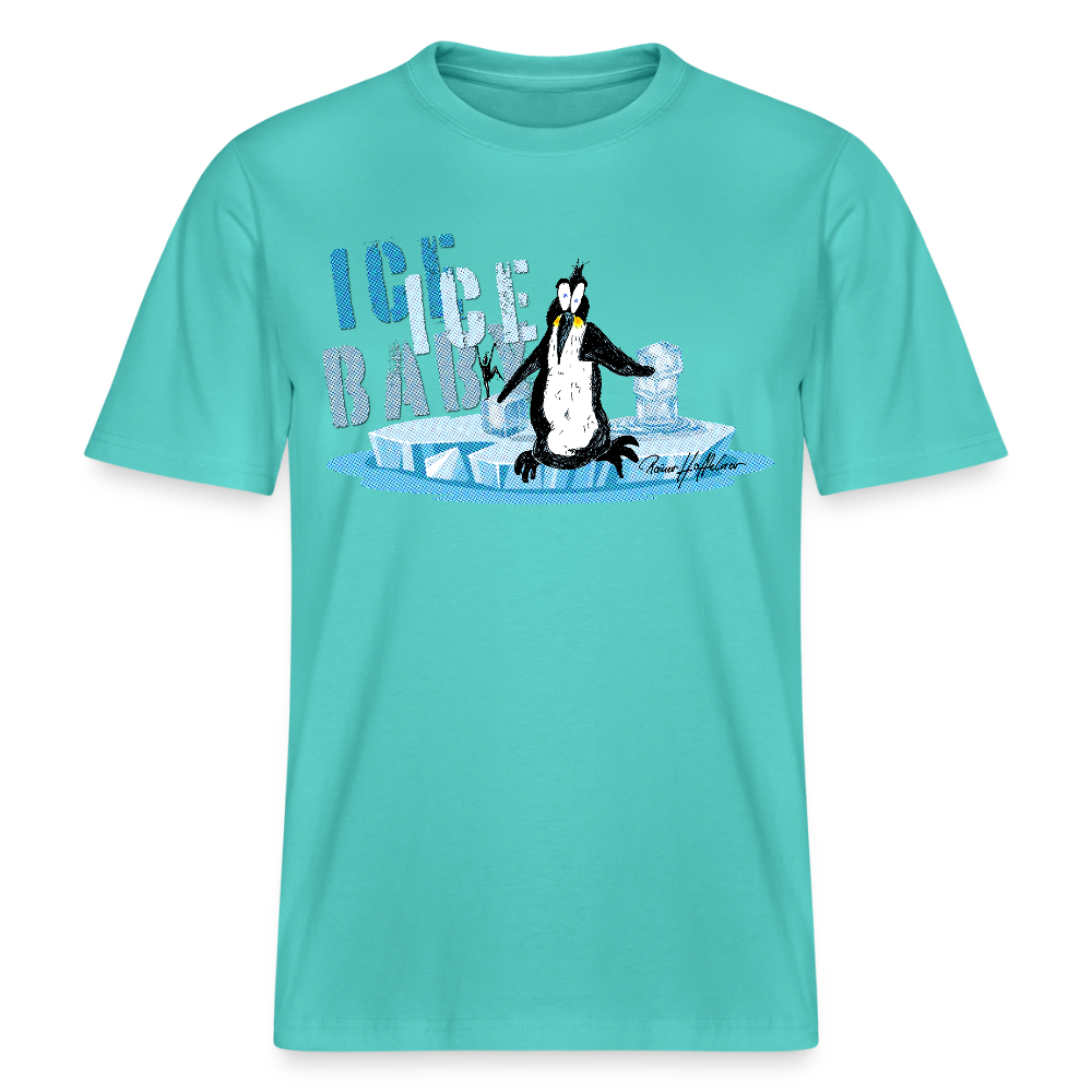 Unisex Bio-T-Shirt mit ICE ICE BABY PINGUIN PRINT - Poolblau