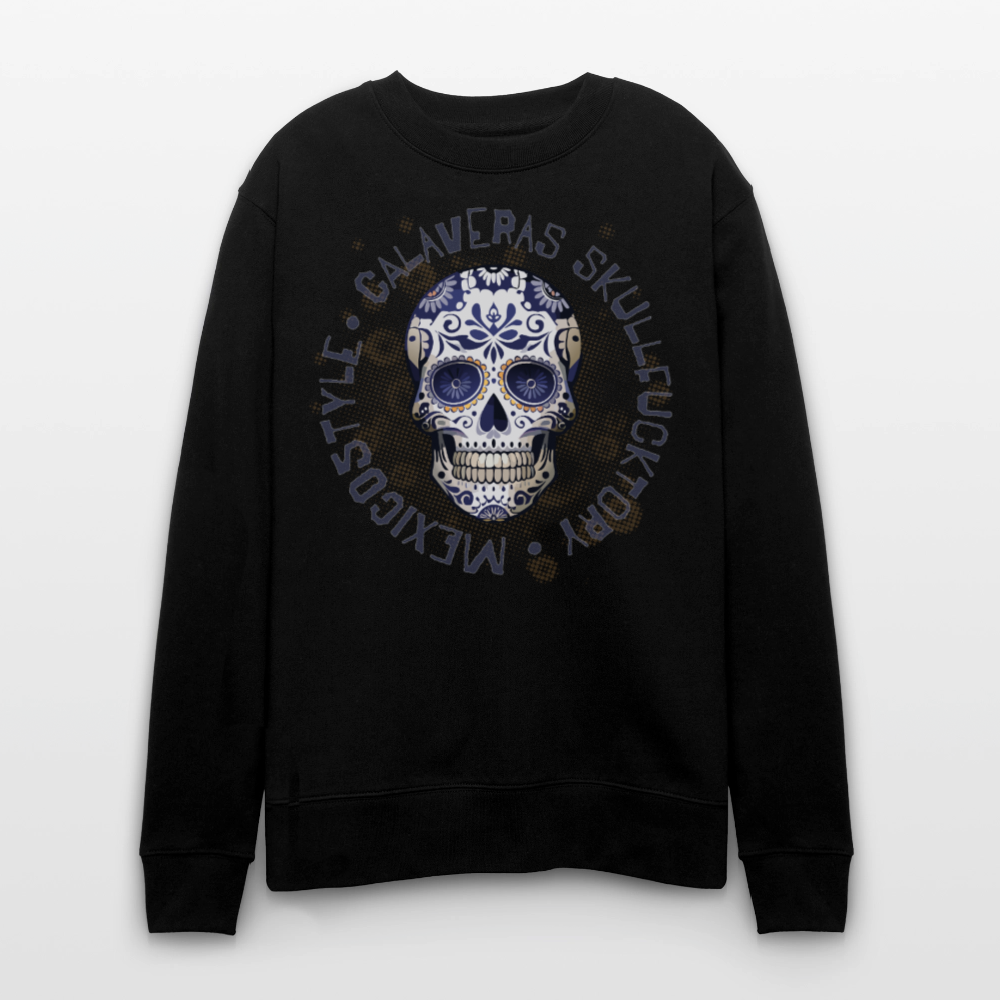 Unisex Bio-Sweatshirt mit CALAVERAS SKULL PRINT - Schwarz
