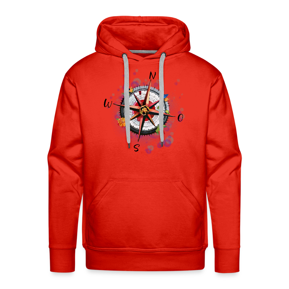 Männer Premium Hoodie mit WINDROSE PRINT - Rot