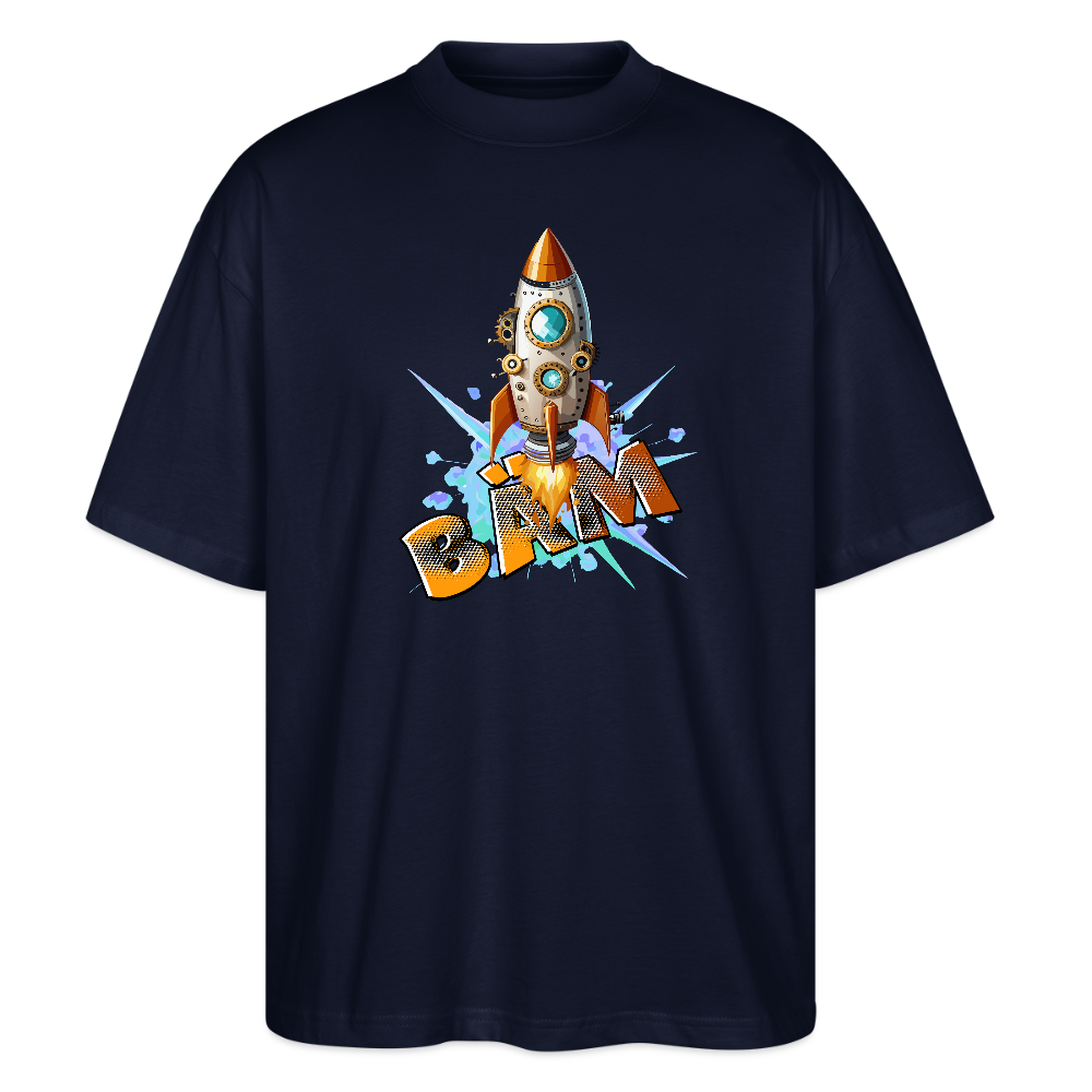 Oversized Unisex T-Shirt mit RAKETE PRINT - Navy