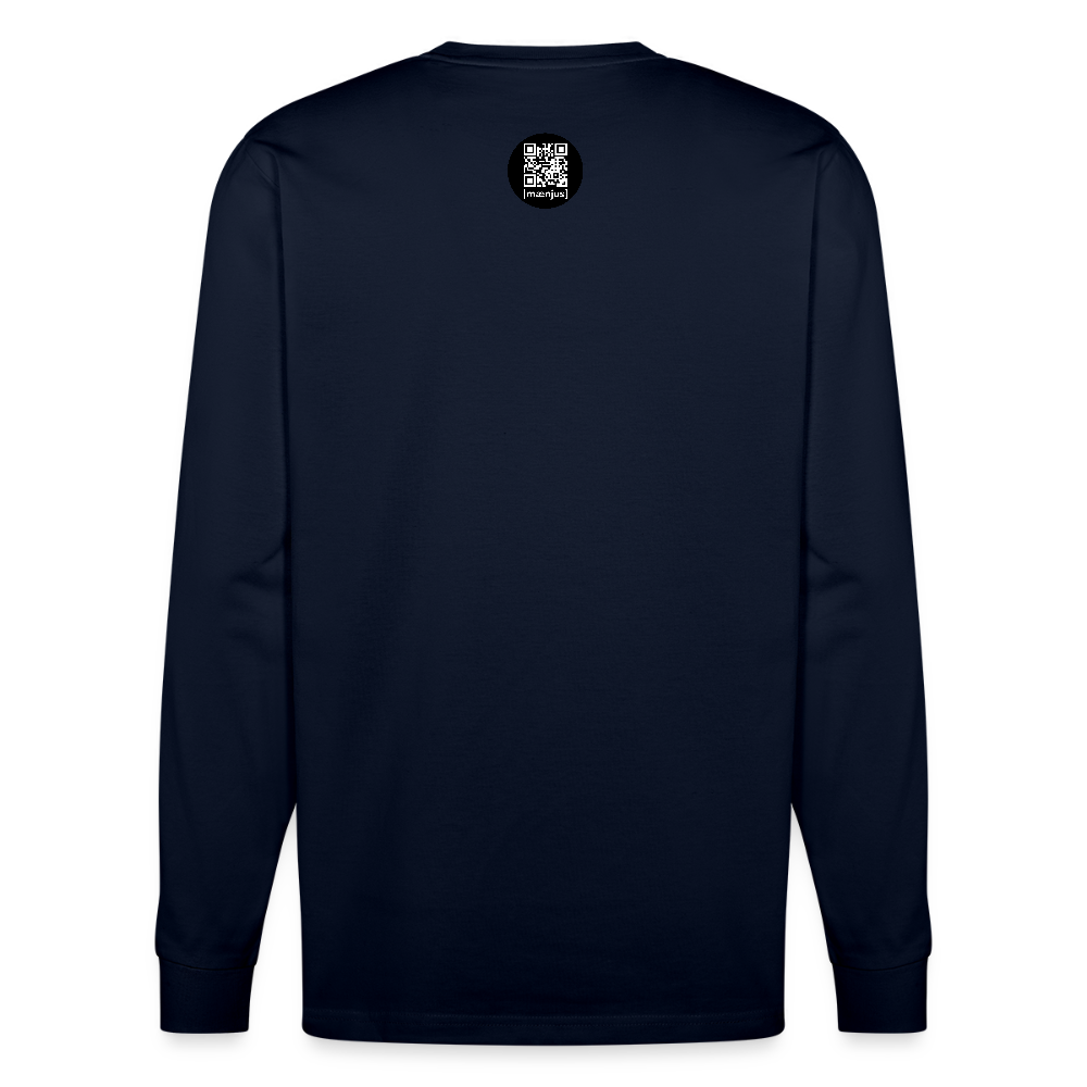 Unisex Bio-Langarmshirt mit FEUERHERZ LILA PRINT - Navy