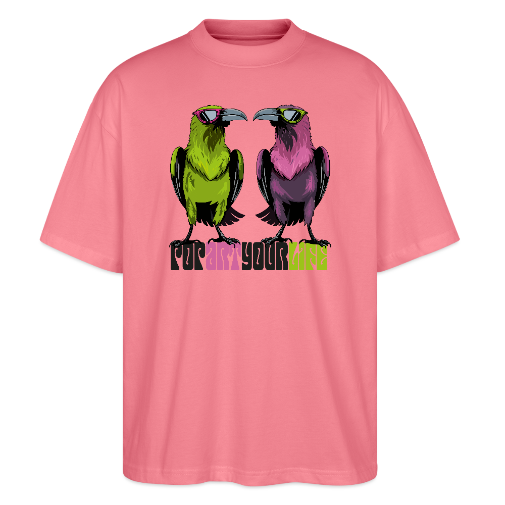 Oversized Unisex T-Shirt mit POPART YOUR LIFE PRINT - Pink