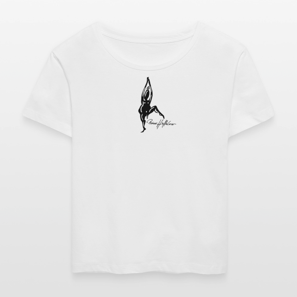 Relaxed Rundhals Frauen Bio-T-Shirt mit TUSCHEMÄNNCHEN PRINT - Weiß