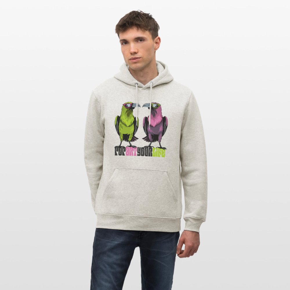 Unisex Hoodie mit POPART YOUR LIFE PRINT - Beige meliert