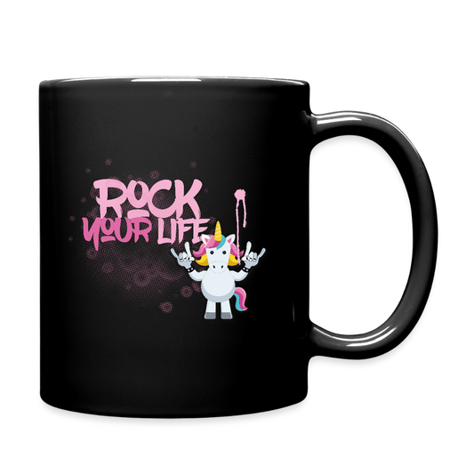 Tasse einfarbig mit ROCK YOUR LIFE PRINT - Schwarz