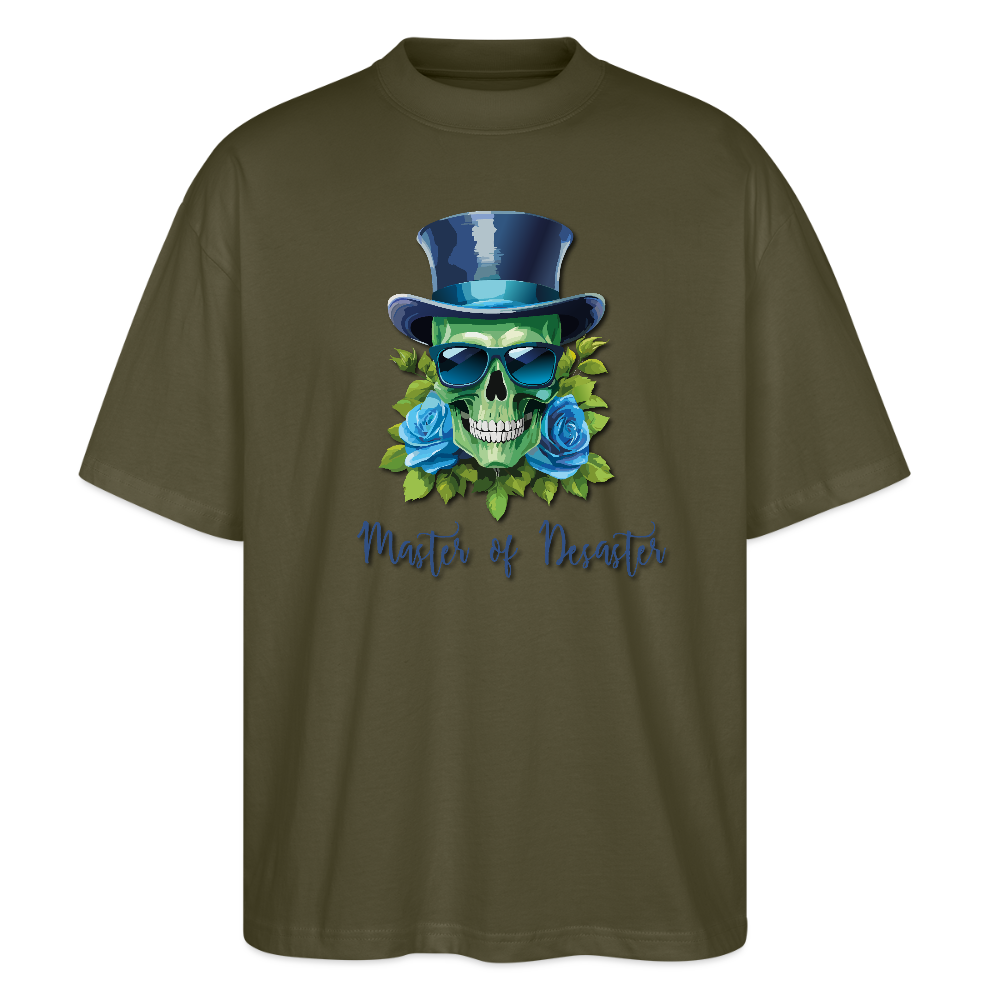 Oversized Unisex T-Shirt mit MASTER OF DESASTER SKULL PRINT - Khaki