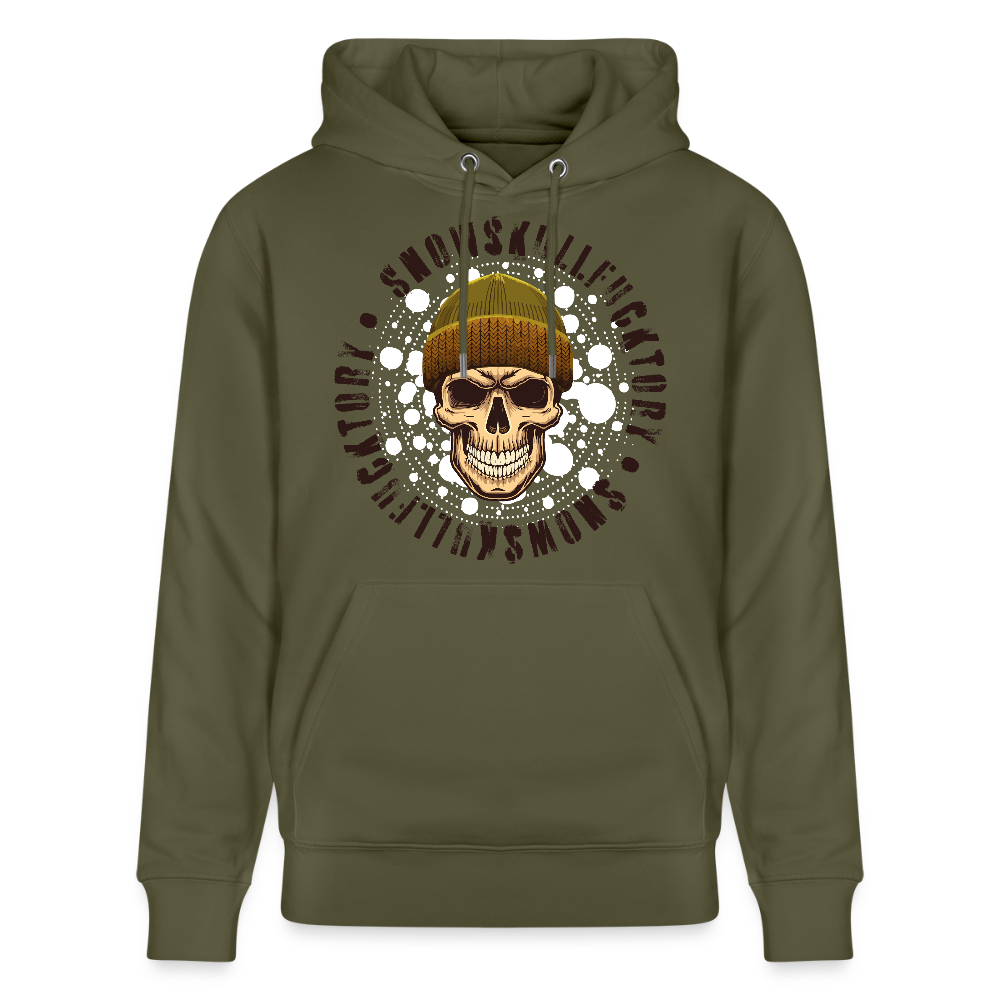 Unisex Hoodie mit SNOWSKULL PRINT - Khaki Grün