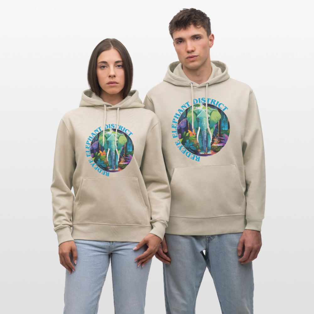Unisex Bio-Hoodie mit REDEYE ELEPHANT DISTRICT PRINT - Beige