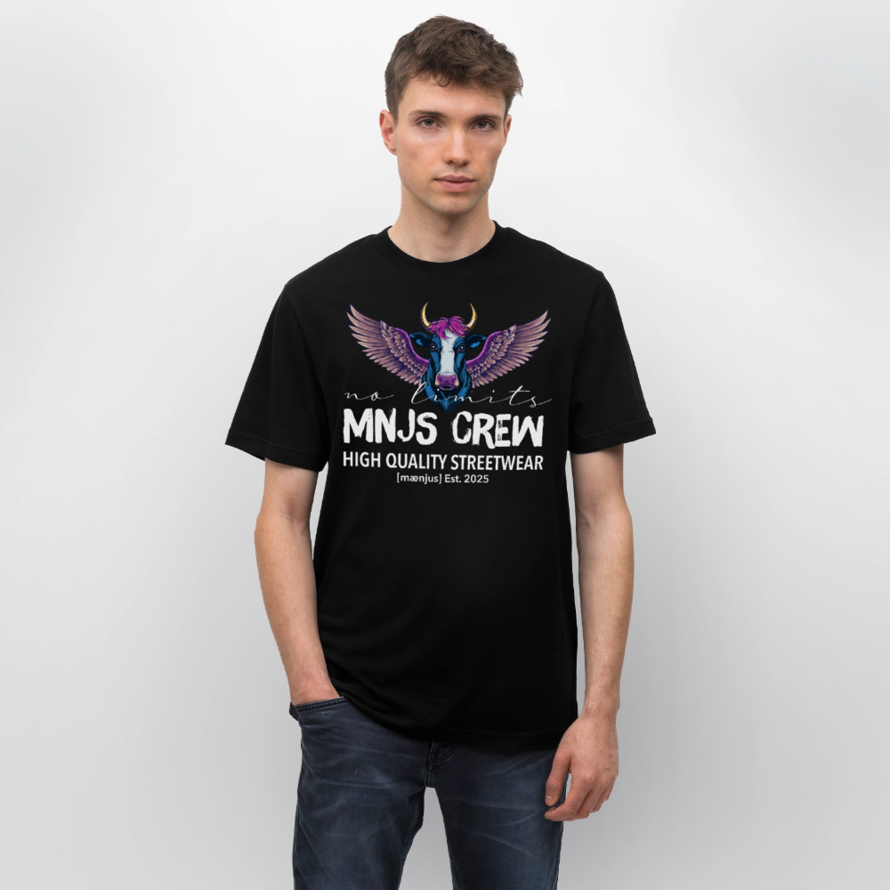 Unisex Bio-T-Shirt mit MNJS CREW no limits PRINT - Schwarz