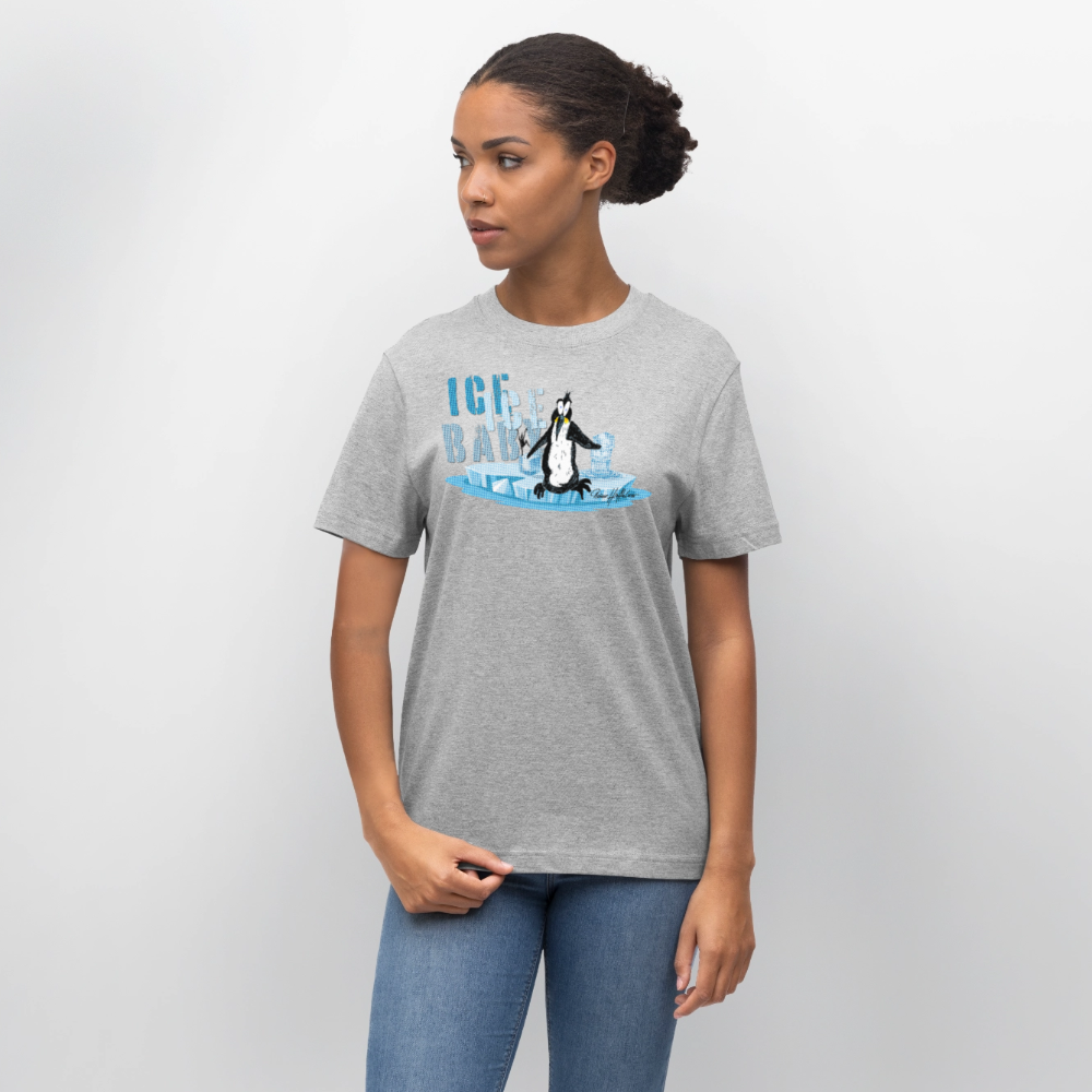 Unisex Bio-T-Shirt mit ICE ICE BABY PINGUIN PRINT - Grau meliert