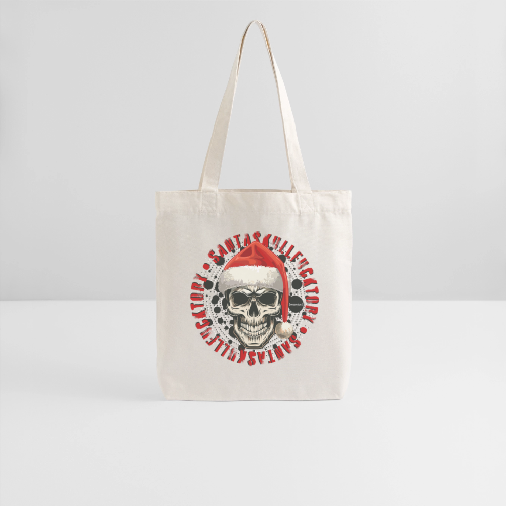Recycelter Heavyweight Stoffbeutel mit SANTASKULL PRINT - Naturweiß