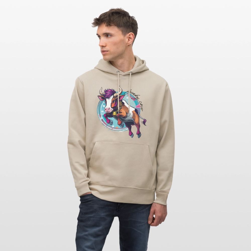 Unisex Hoodie mit FUNKY COW PRINT - Beige