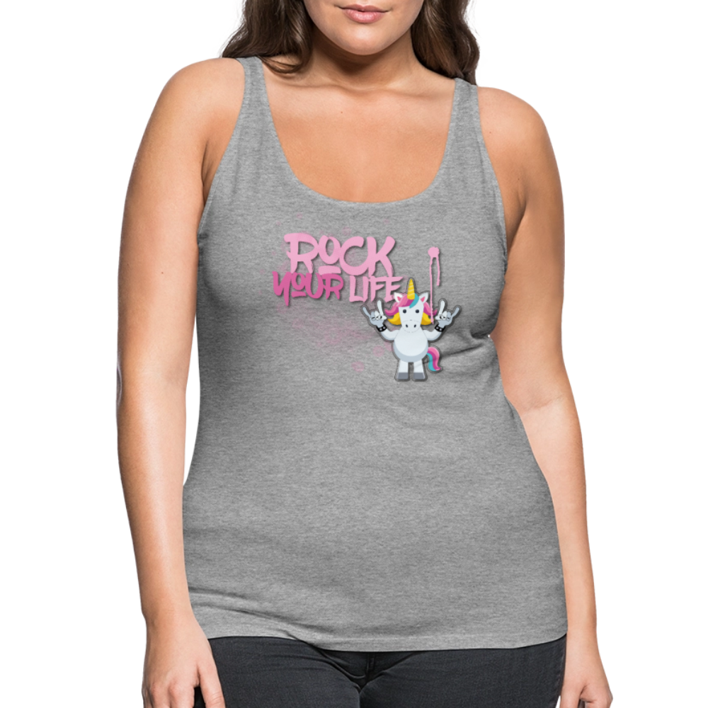 Frauen Premium Tank Top mit ROCK YOUR LIFE PRINT - Grau meliert