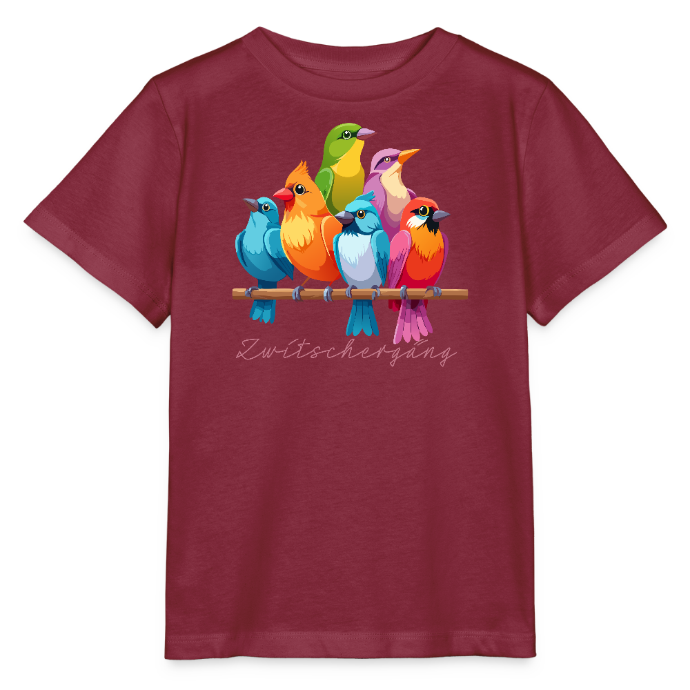 Kinder T-Shirt MINI mit Zwitschergäng Print - Burgunderrot