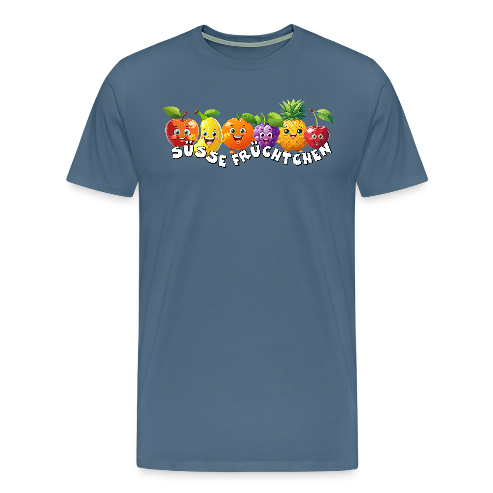 Männer Premium T-Shirt mit SÜSSE FRÜCHTCHEN PRINT - Blaugrau