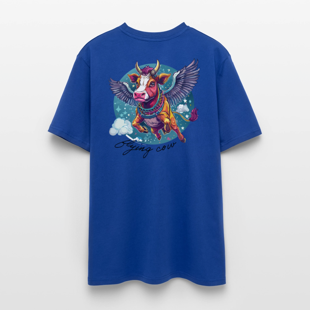 Unisex Bio-T-Shirt mit Flying Cow Print Rückseite - Dunkelblau