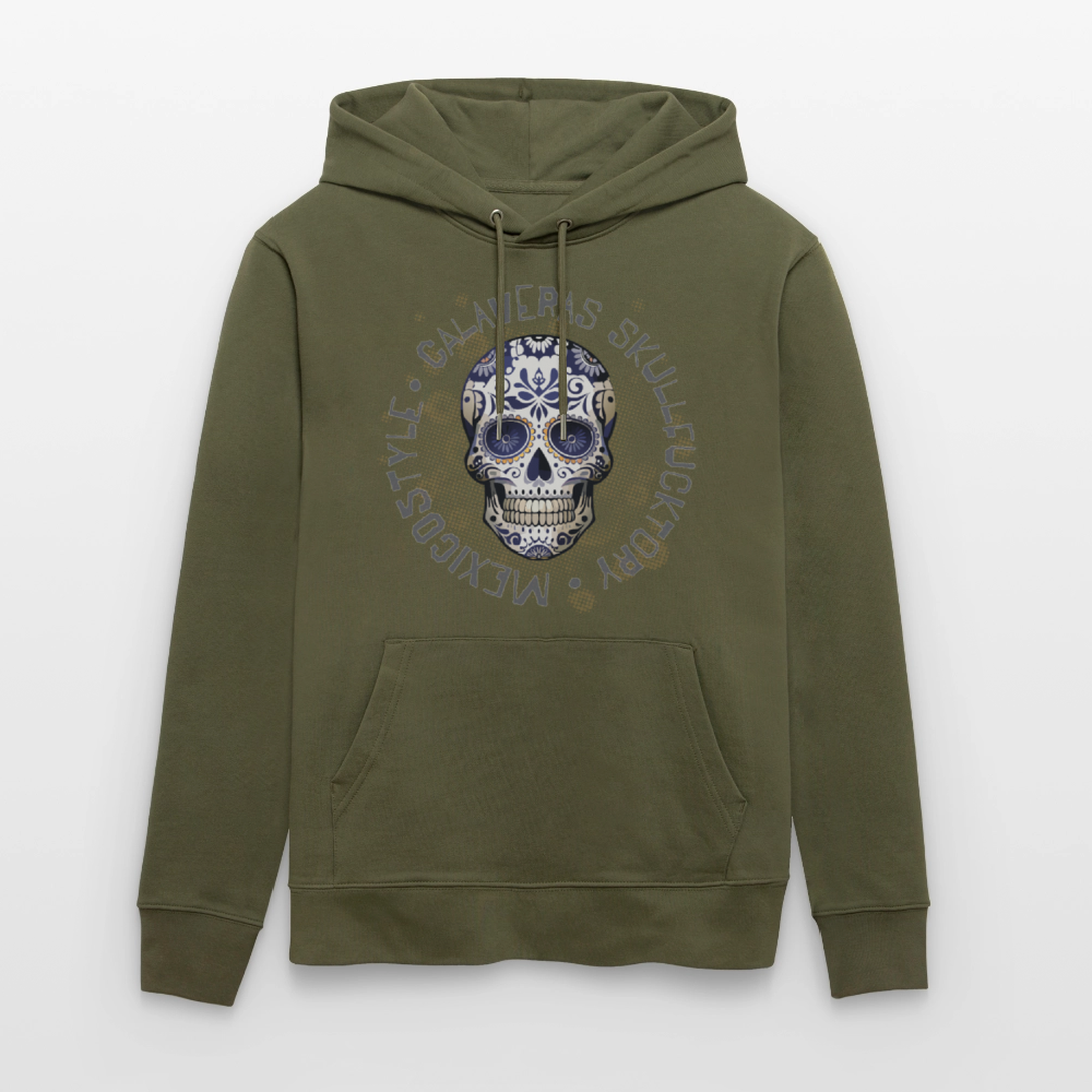 Unisex Hoodie mit CALAVERAS SKULL PRINT - Khaki Grün