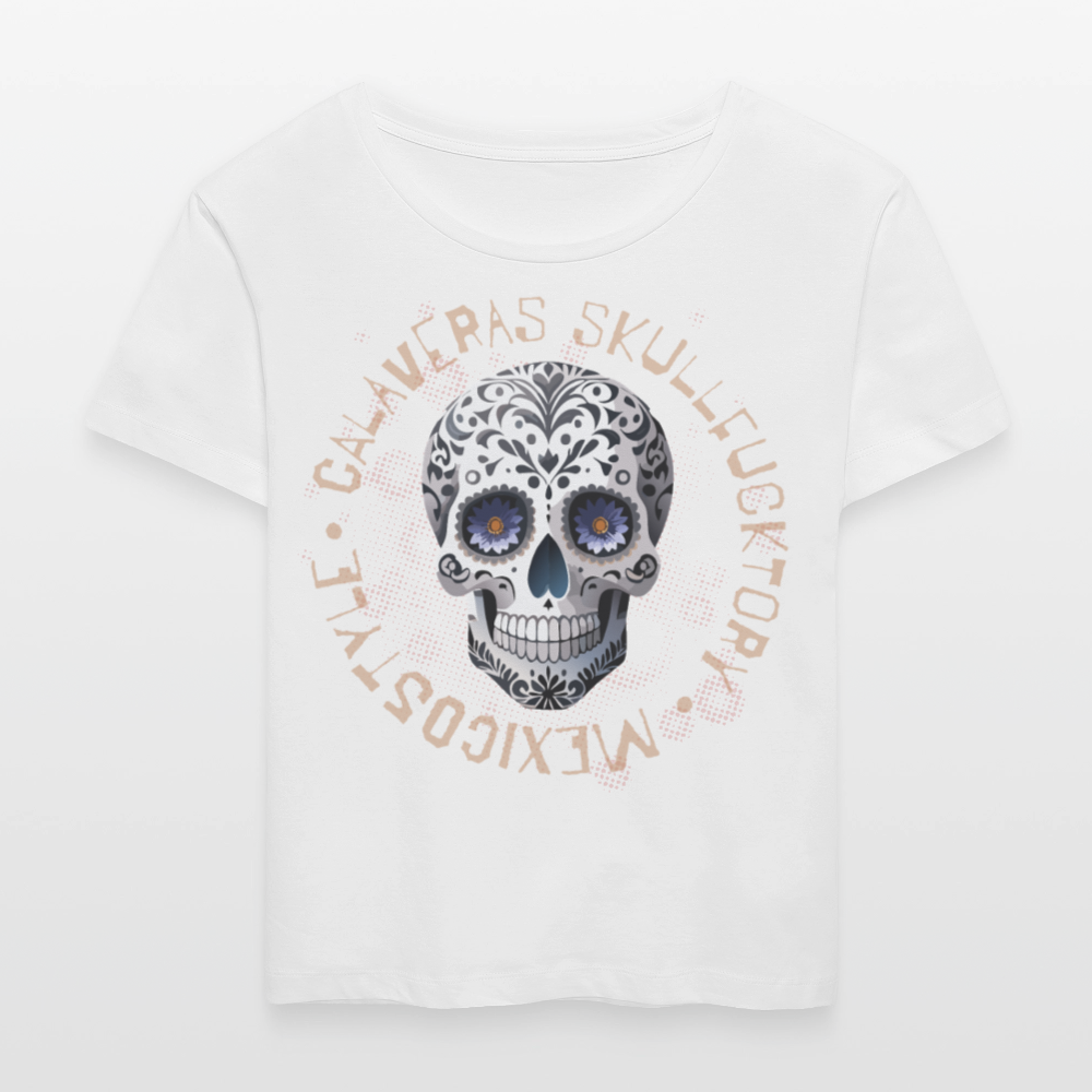Frauen T-Shirt mit CALAVERAS SKULL PRINT - Weiß