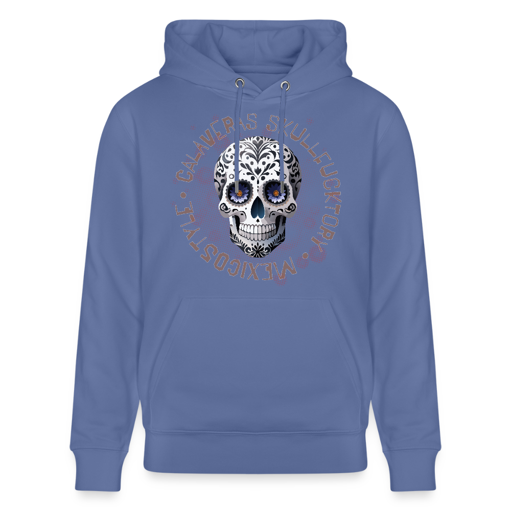 Unisex Hoodie mit CALAVERAS SKULL PRINT Vorderseite - Blau