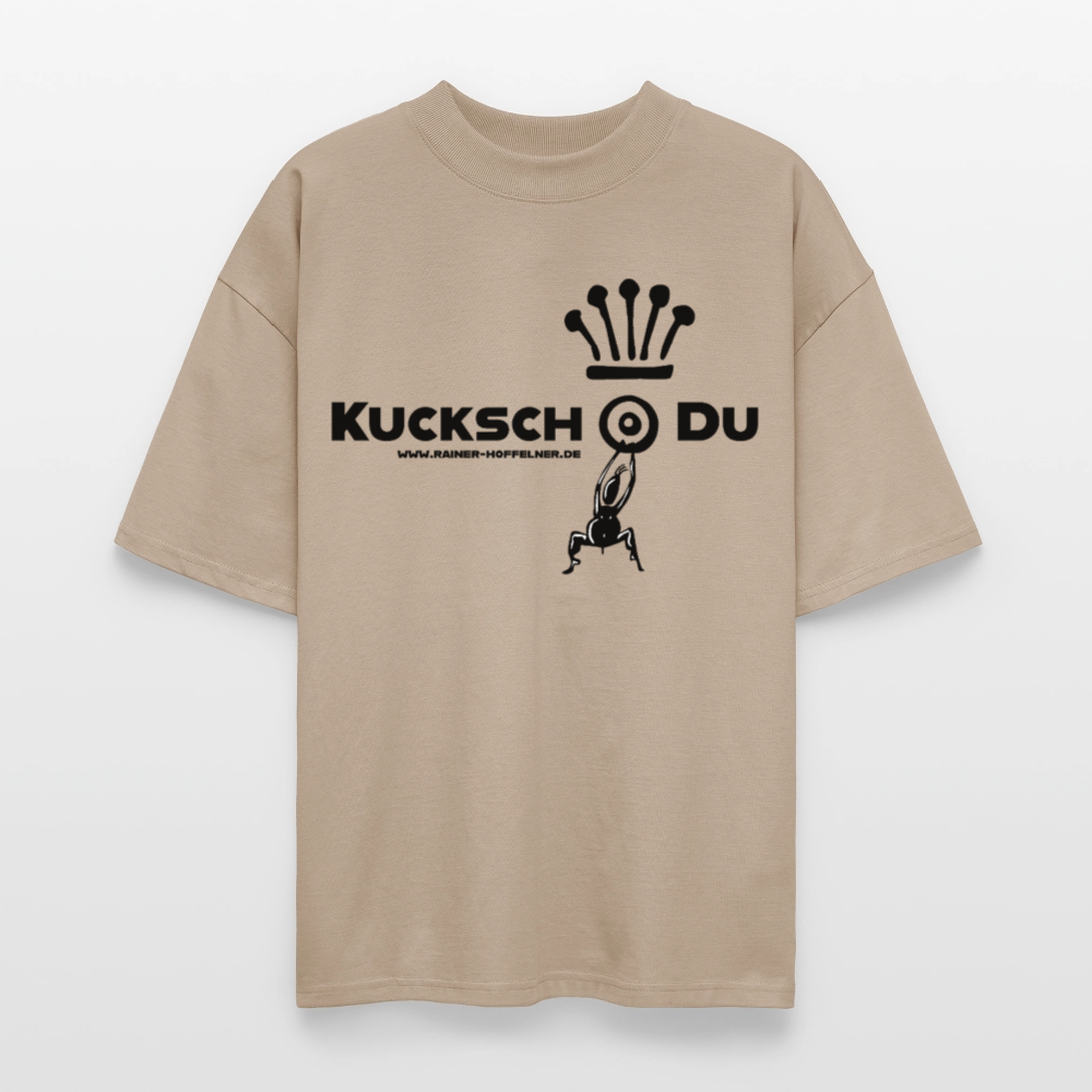 Oversized Unisex T-Shirt mit KUCKSCH DU PRINT - Steingrau