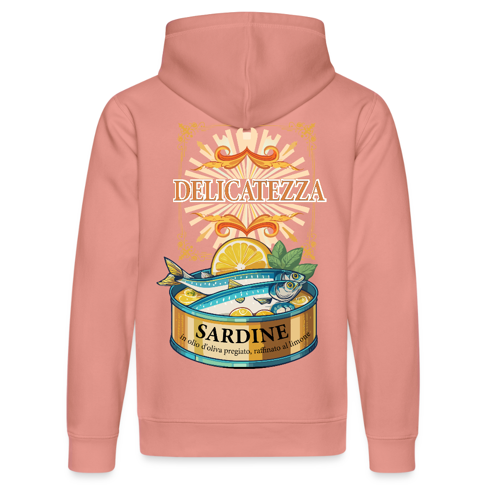Unisex Bio-Hoodie mit DELICATEZZA SARDINE PRINT Rückseite - Altrosa