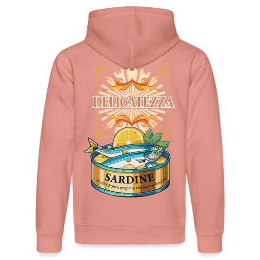 Unisex Bio-Hoodie mit DELICATEZZA SARDINE PRINT Rückseite - Altrosa