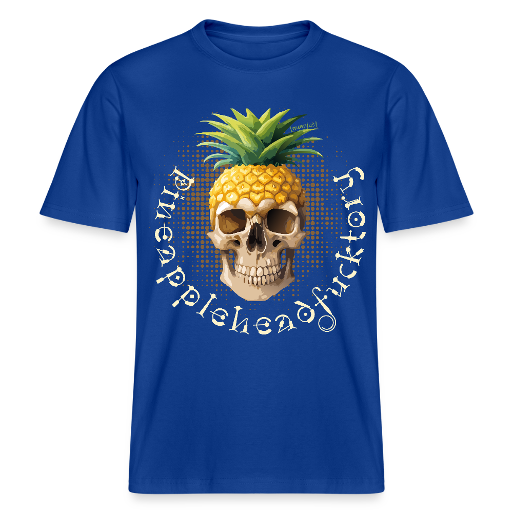 Relaxed Fit Unisex Bio-T-Shirt mit PINEAPPLE SKULL PRINT Vorderseite - Dunkelblau