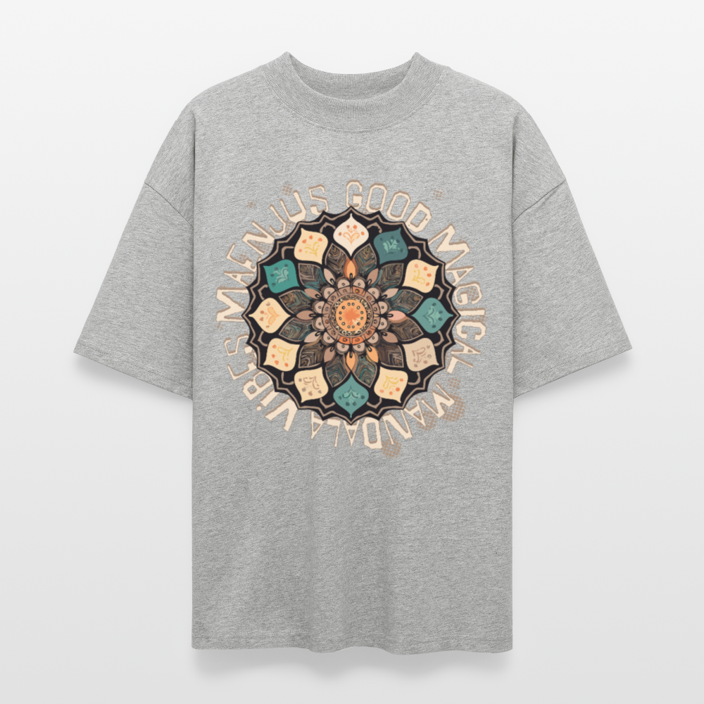 Oversized Unisex Bio T-Shirt mit MANDALA VIBES PRINT - Grau meliert