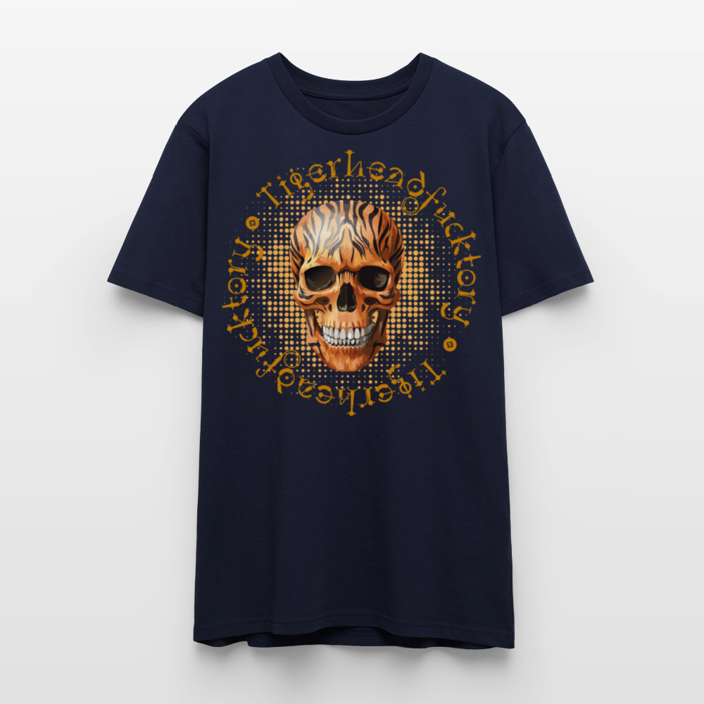 Unisex T-Shirt mit TIGERHEAD SKULL PRINT Vorderseite - Navy