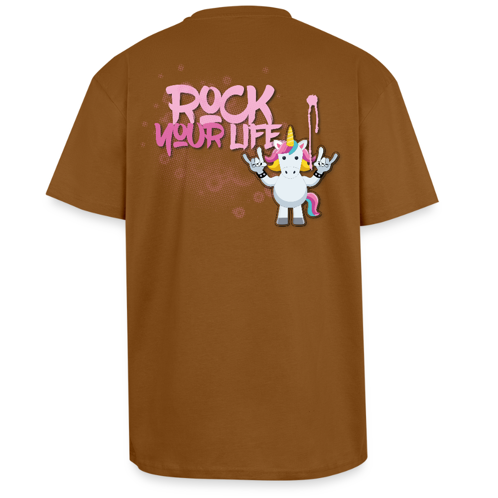 Heavy Oversize T-Shirt mit ROCK YOUR LIFE PRINT - Toffee