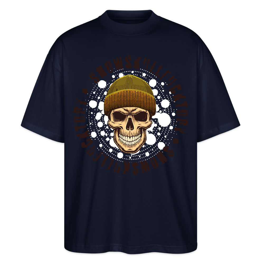 Oversized Unisex T-Shirt mit SNOWSKULL PRINT - Navy
