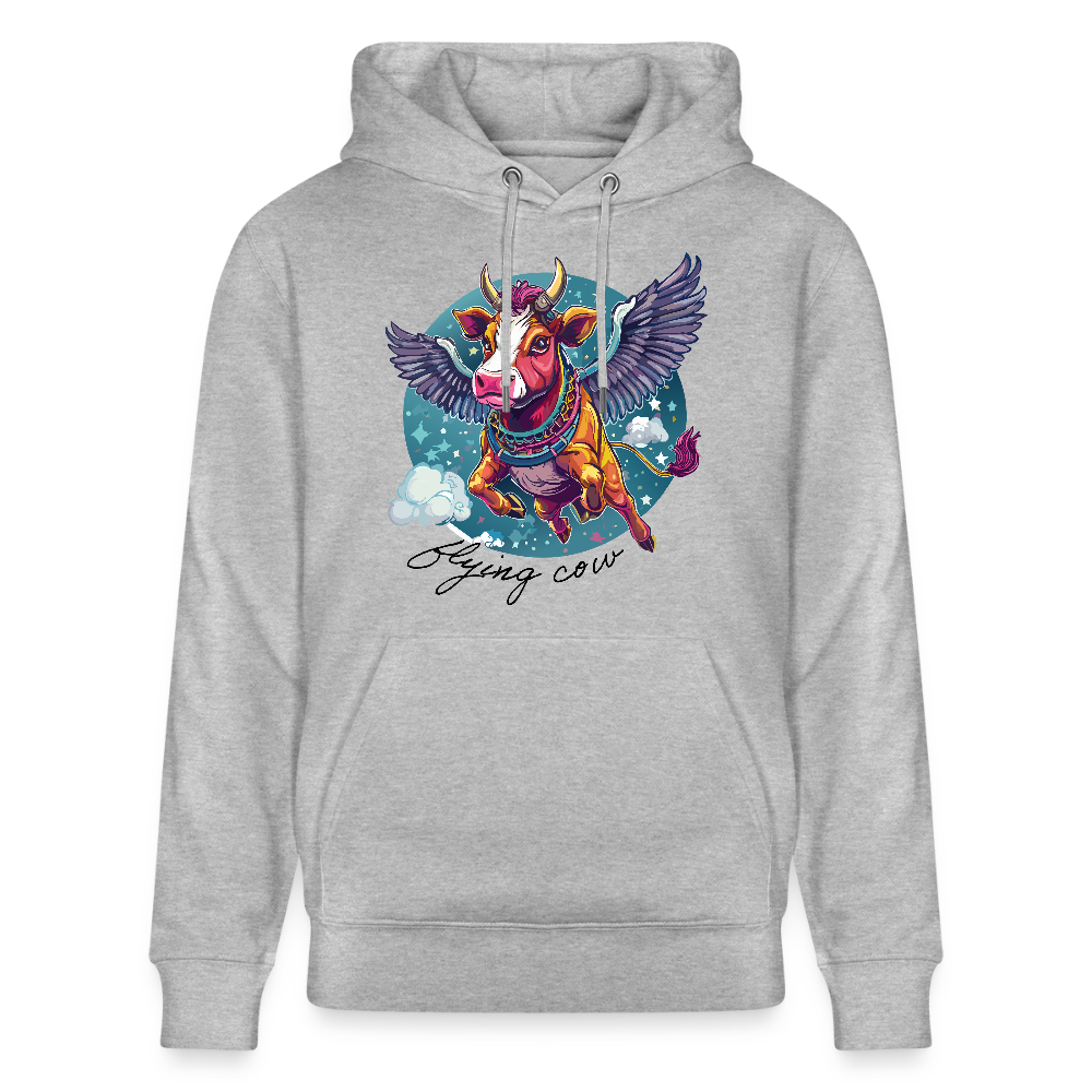 Unisex Hoodie mit FLYING COW PRINT - Grau meliert