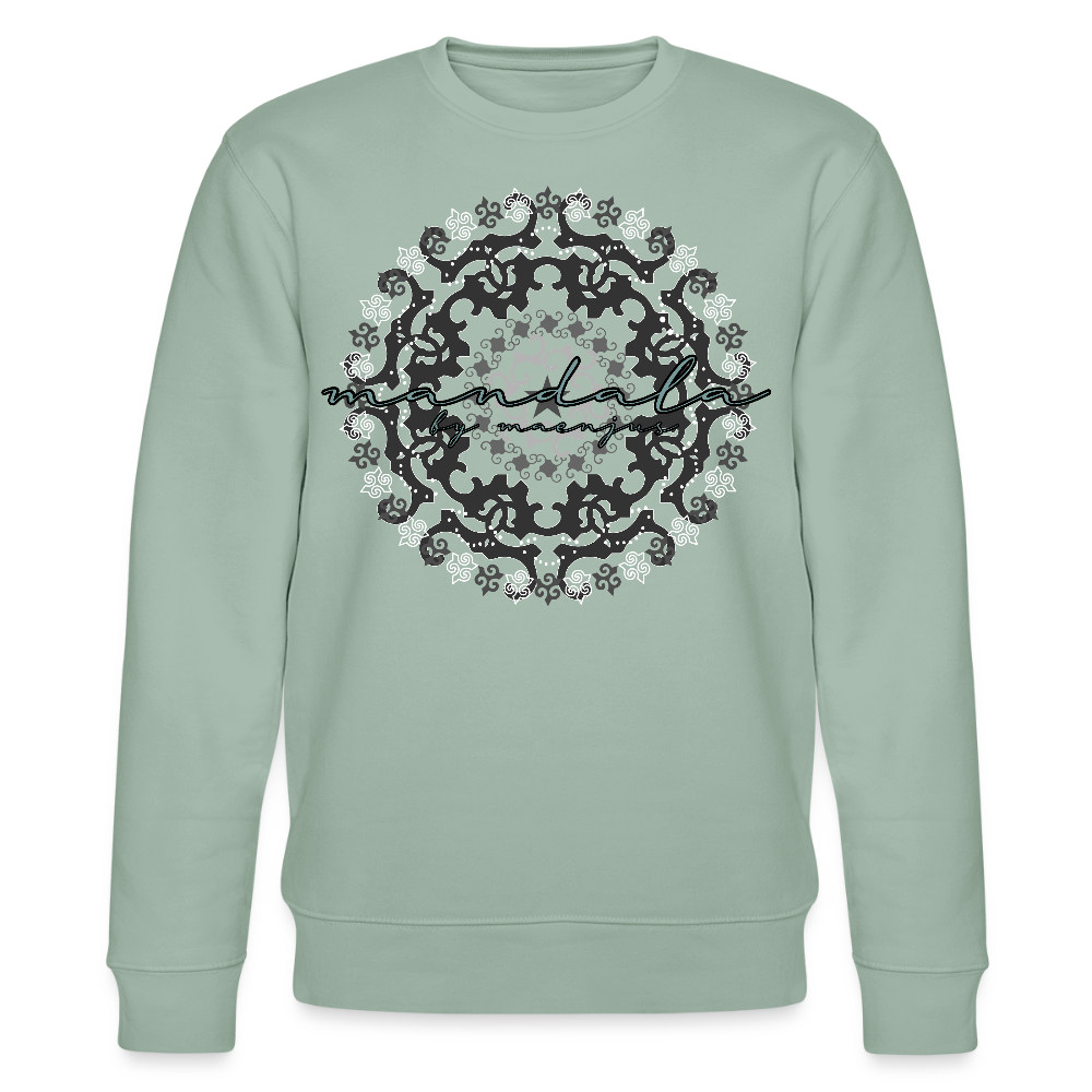 Unisex Bio-Sweatshirt mit BLACK MANDALA PRINT - Helles Graugrün