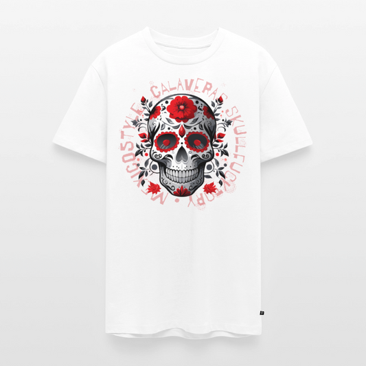 Männer Premium T-Shirt mit CALAVERAS SKULL PRINT - Weiß
