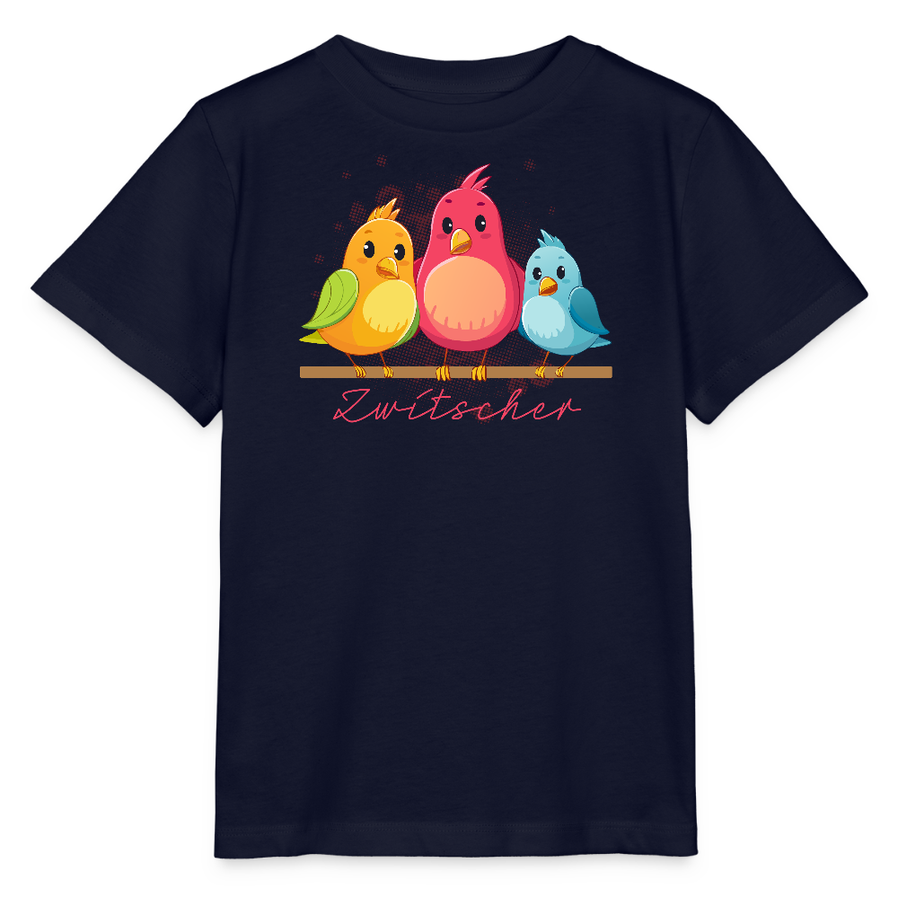 Kinder T-Shirt MINI mit Zwitschergäng Print - Navy