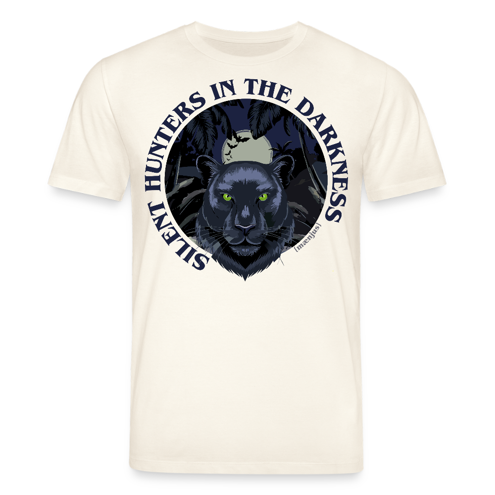 Unisex Bio-T-Shirt mit SILENT HUNTER IN THE DARKNESS PRINT Vorderseite - Naturweiß