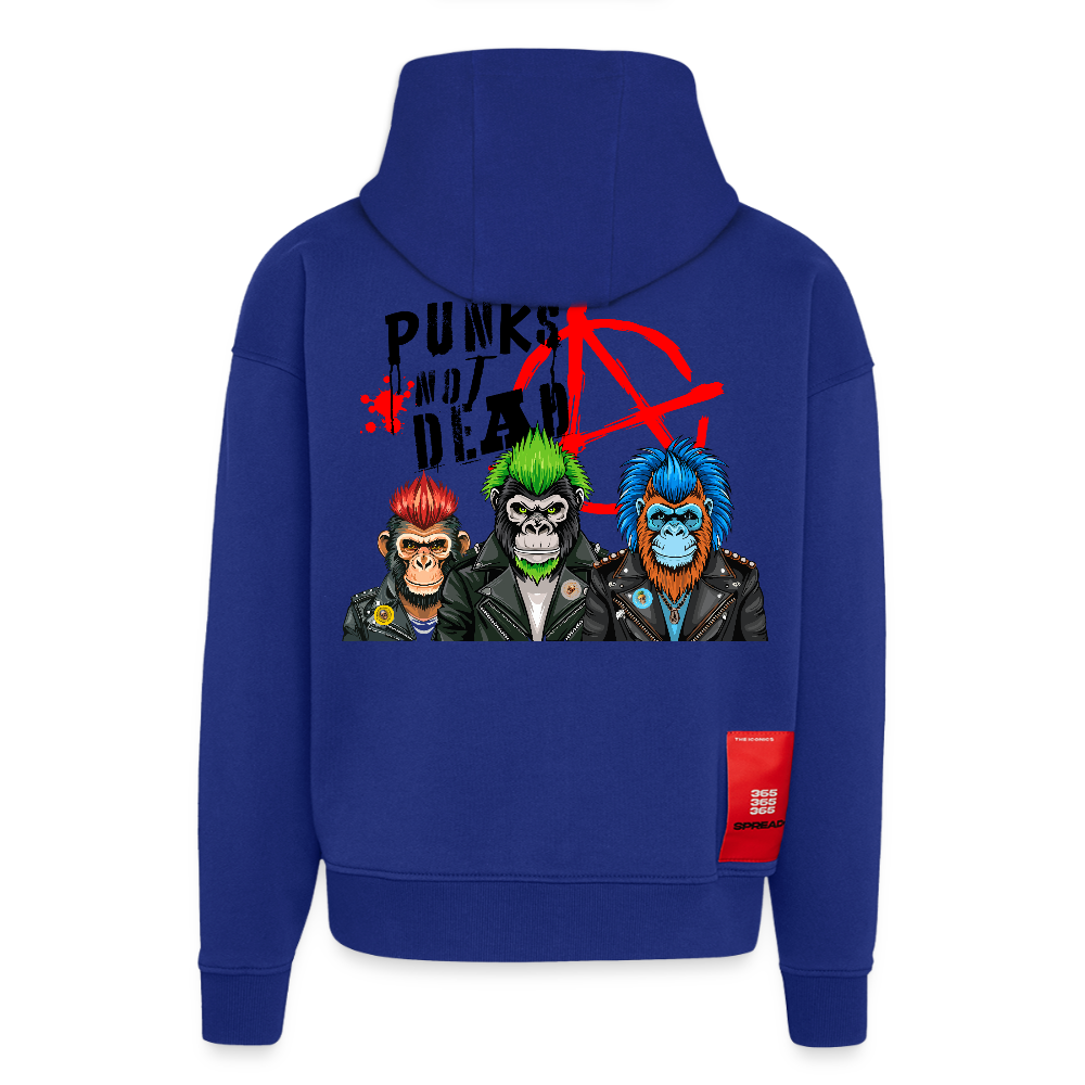 Heavyweight Oversized Organic Hoodie mit PUNKS NOT DEAD PRINT - Iconic Blue