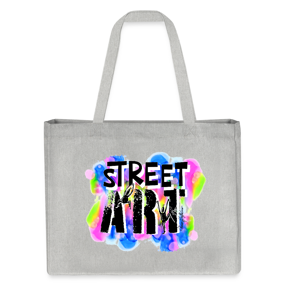 Recycelter Shopping Bag mit STREET ART PRINT - Grau meliert