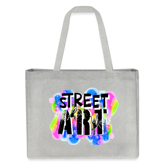 Recycelter Shopping Bag mit STREET ART PRINT - Grau meliert