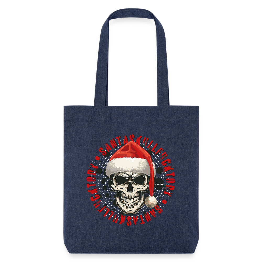 Recycelter Heavyweight Stoffbeutel mit SANTASKULL PRINT - melange Blue