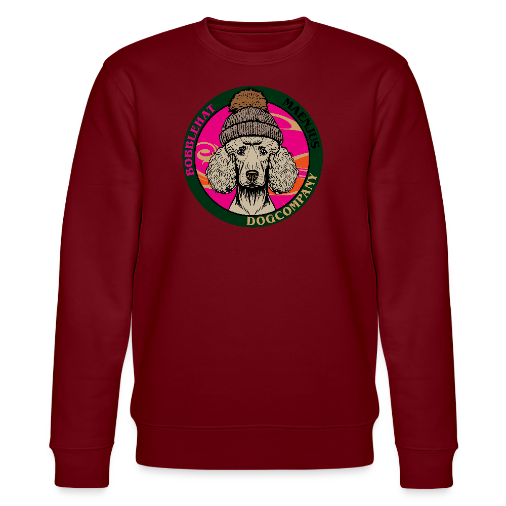 Unisex Bio-Sweatshirt mit BOBBLEHAT DOGCOMPANY PRINT - Burgunderrot