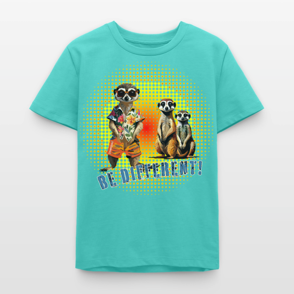 MNJS TEENS Bio T-Shirt mit BE DIFFERENT PRINT - Poolblau