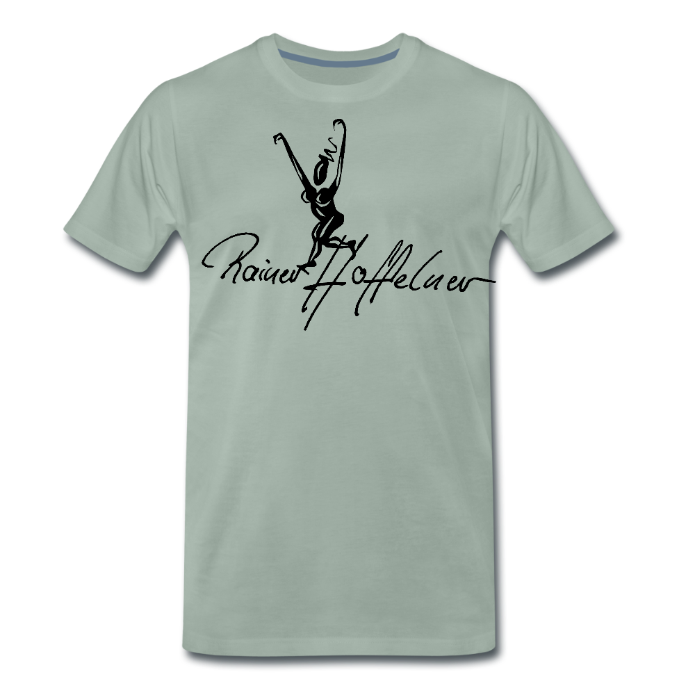 Männer Premium T-Shirt mit TUSCHEWEIBCHEN PRINT - Graugrün
