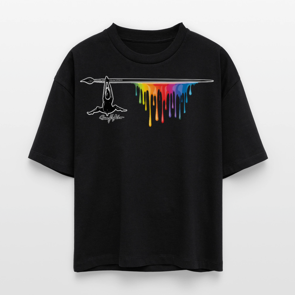 Frauen Boxy Bio-T-Shirt mit MÄNNLE PRINT - Schwarz