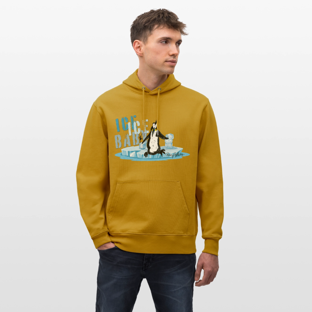 Unisex Bio-Hoodie mit ICE ICE BABY PINGUIN PRINT - Ocker