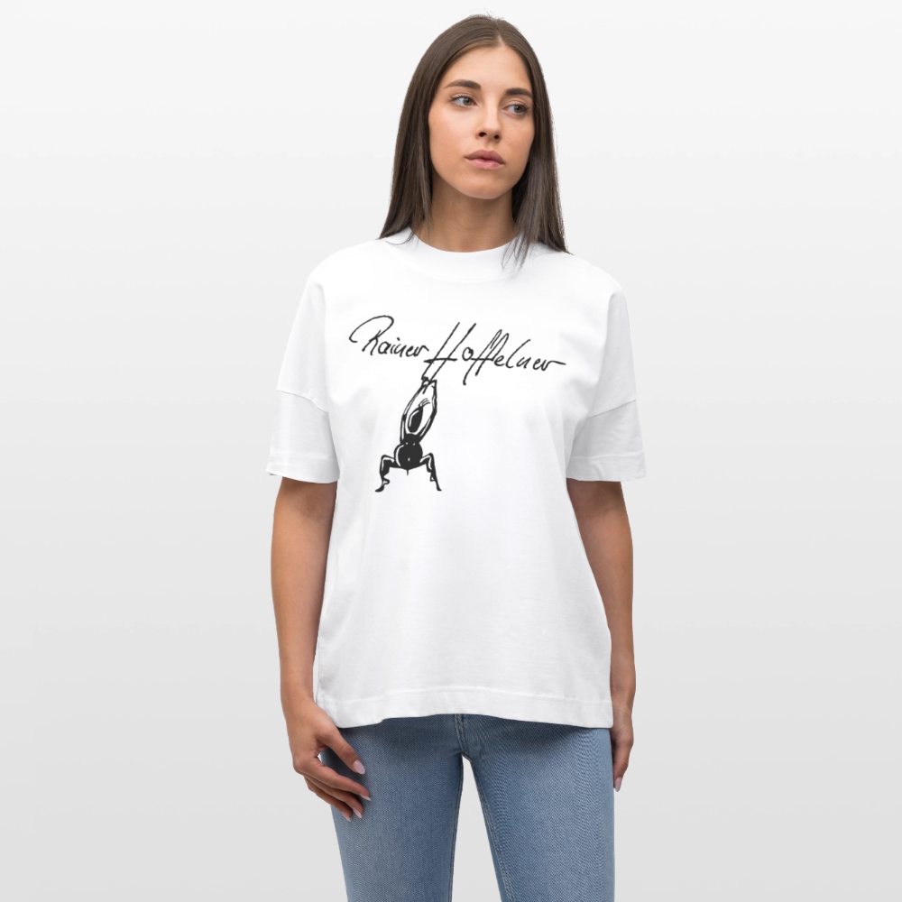 Oversized Unisex T-Shirt mit TUSCHEMÄNNCHEN PRINT - Weiß