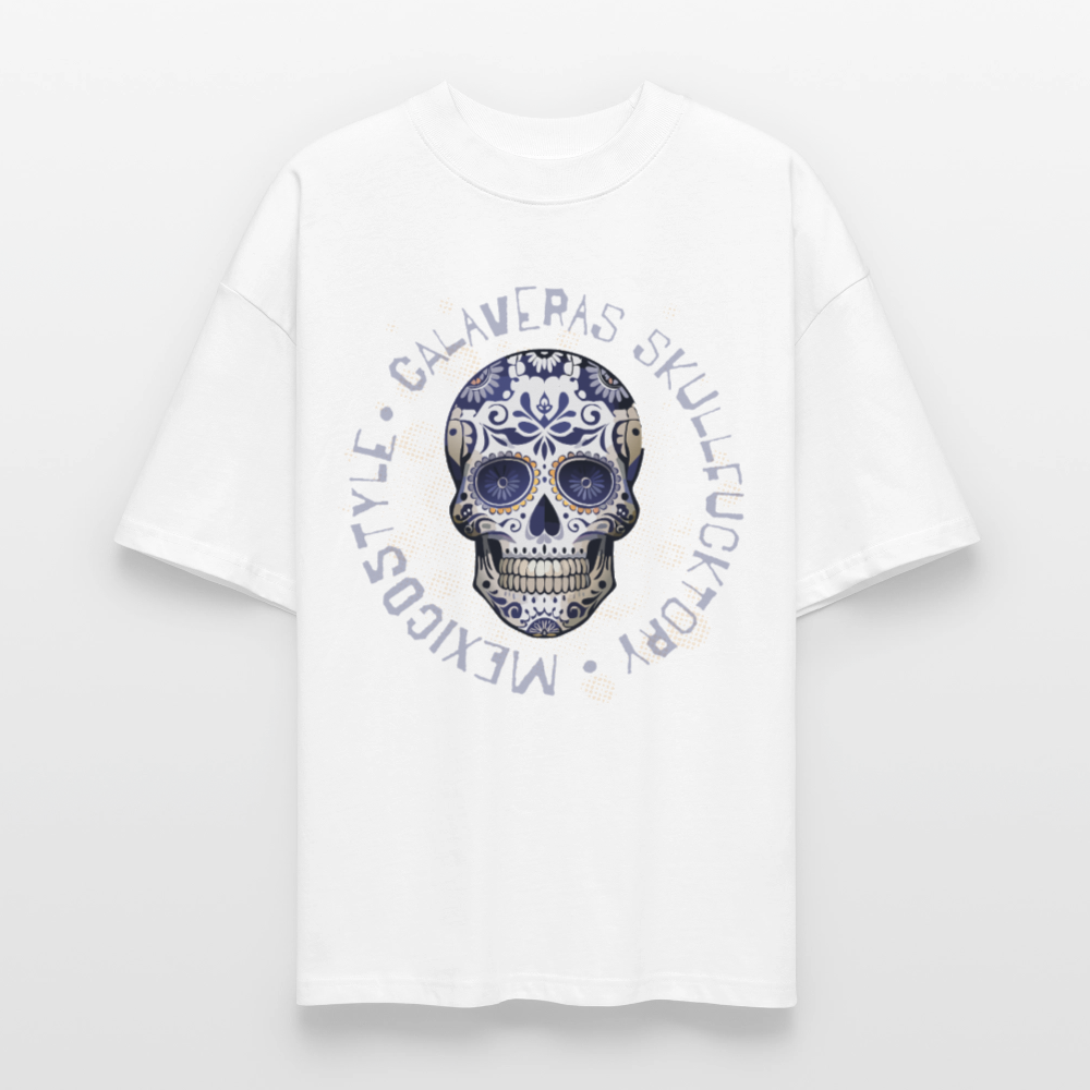 Oversized Unisex T-Shirt mit CALAVERAS SKULLPRINT - Weiß