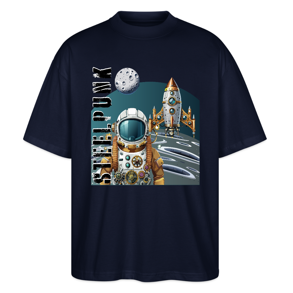 Oversized Unisex T-Shirt mit STEELPUNK PRINT - Navy