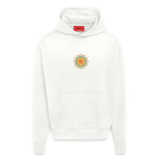 Heavyweight Oversized Organic Hoodie Made in EU mit Mandala Vibes Print - OFF WHITE