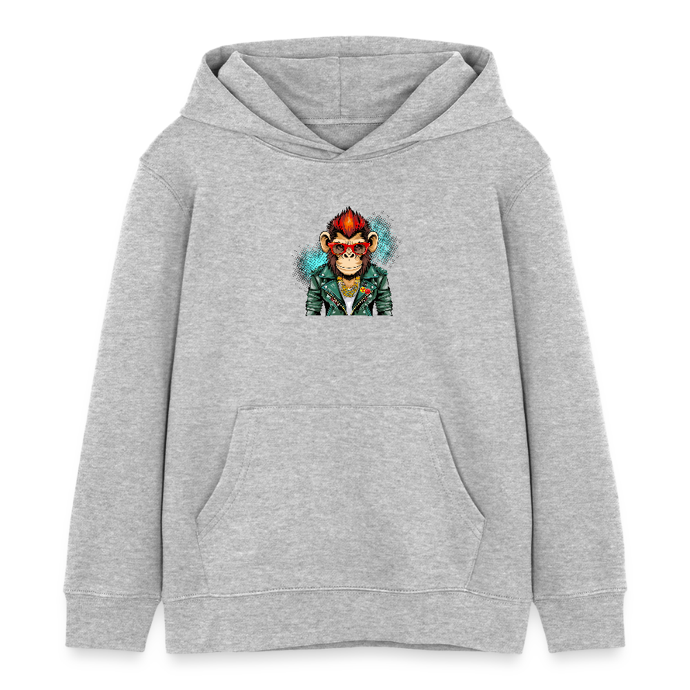 MNJS KIDS Bio-Hoodie mit MONKEY PRINT - Grau meliert